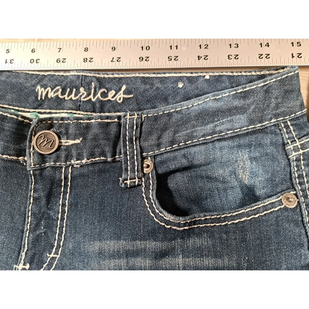 Maurices Womens Bootcut Jeans Medium Wash Contrast Thick Stitch Blue Sz 7/8 REG - Picture 4 of 7